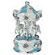 Carillón carrusel caballitos azul acabados blancos y plata 15 cm Bagutta s1