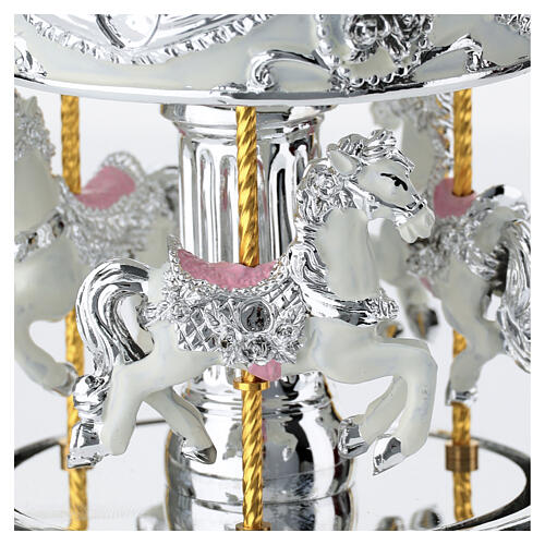 Carrousel musical cadeau rose détails blancs et argentés 15 cm Bagutta 2