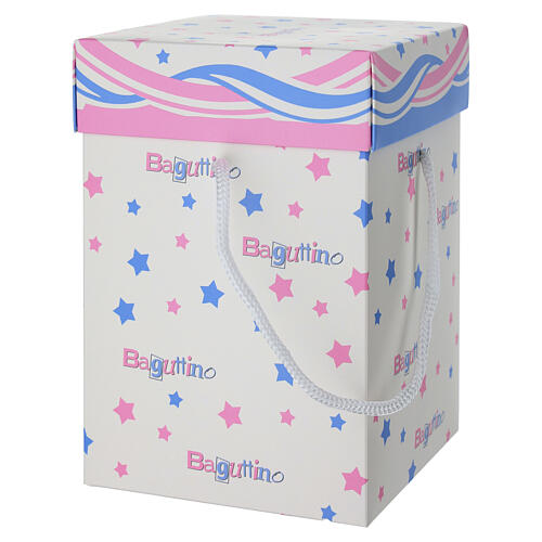 Pink carousel music box favor with white and silver details 15 cm by Bagutta 4