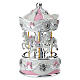 Pink carousel music box favor with white and silver details 15 cm by Bagutta s1