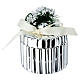 Cofanetto rotondo argentato con fiocchetto e decoro fiori 6 cm Bagutta s1