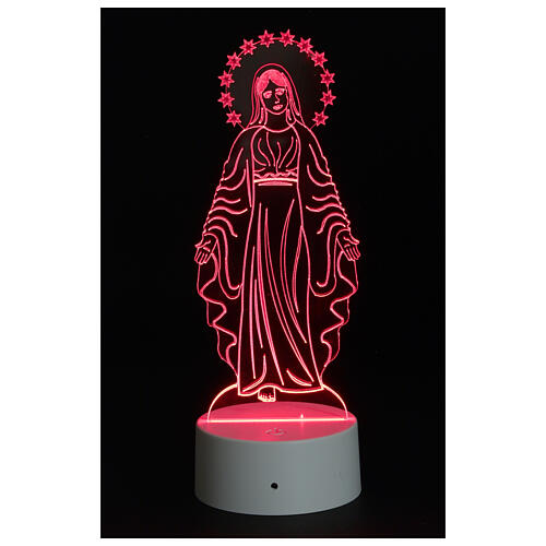 Lámpara led multicolor Virgen Milagrosa 25 cm 3