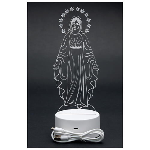 Lámpara led multicolor Virgen Milagrosa 25 cm 8