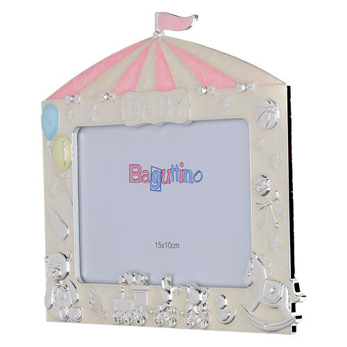 Portarretrato carpa de circo rosa y juguetes 15x20 cm Bagutta 2