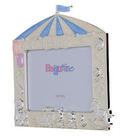 Blue circus tent photo frame with toys by Bagutta, 6x8 in