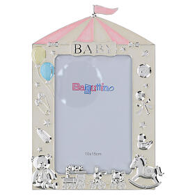 Pink circus tent photo frame with toys by Bagutta, 8x6 in