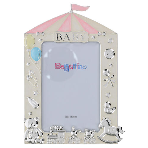 Cadre photo chapiteau de cirque rose et jouets 20x15 cm Bagutta 1