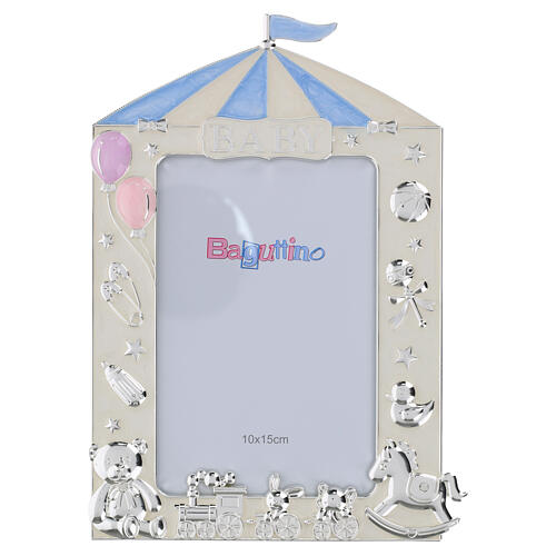 Portarretrato carpa de circo azul y juguetes 20x15 cm Bagutta 1