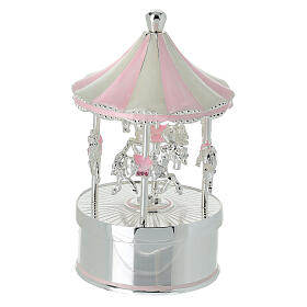 Carillon con musica giostra di cavalli rosa 8x13 cm Bagutta