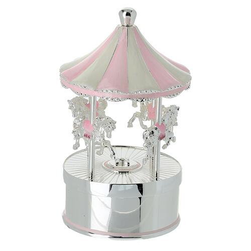 Carillon con musica giostra di cavalli rosa 8x13 cm Bagutta 3