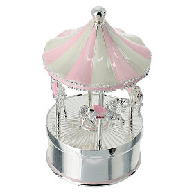 Carrossel musical com cavalos cor-de-rosa 8x13 cm Bagutta