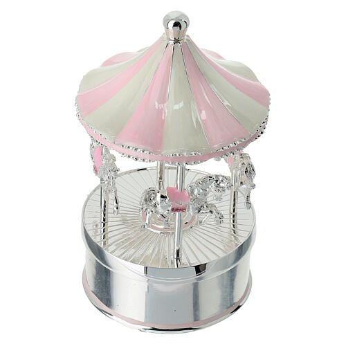 Carrossel musical com cavalos cor-de-rosa 8x13 cm Bagutta 2