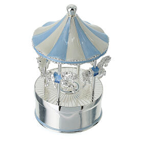 Carillon con musica giostra di cavalli azzurro 8x13 cm Bagutta