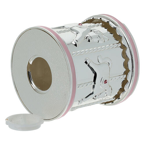 Bomboniera salvadanaio giostra con cavalli rosa 12 cm Bagutta 4