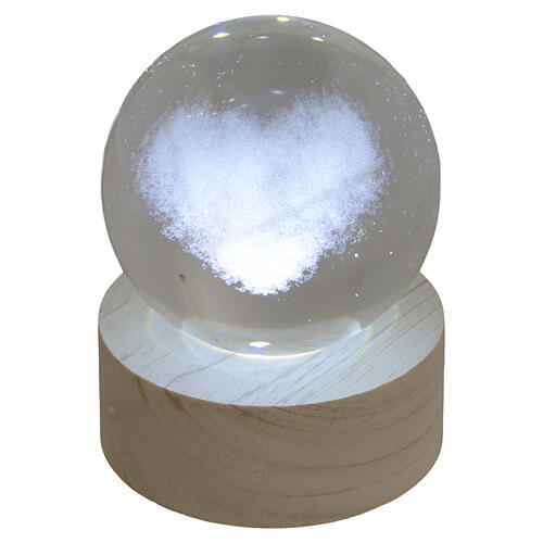 Crystal heart sphere with cloud by Bagutta, 2.4 in 2