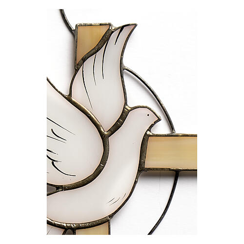 Coloured glass cross and Holy Spirit dove 3