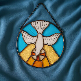 Colourful stained glass Holy Spirit dove