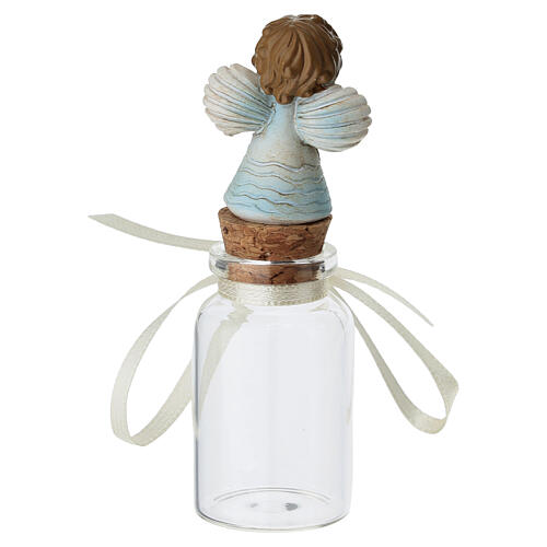 Glass favour bottle with angel stopper, 4 in 5