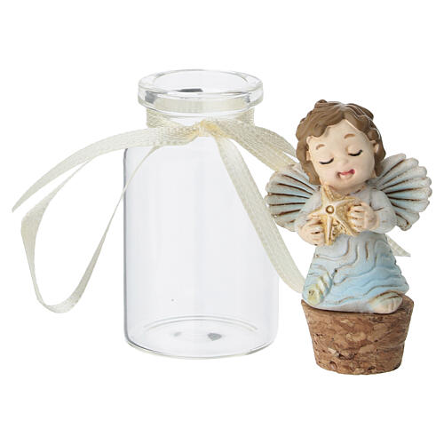 Glass bottle favor with angel stopper, 10 cm 2