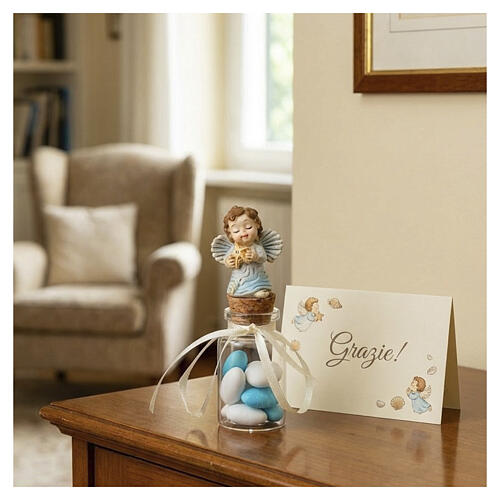 Glass bottle favor with angel stopper, 10 cm 2