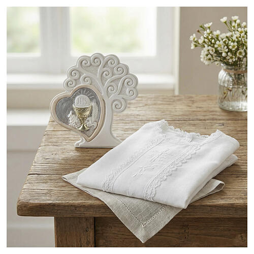 Recuerdo Árbol de la Vida con Eucaristía 10x10 cm de resina 2