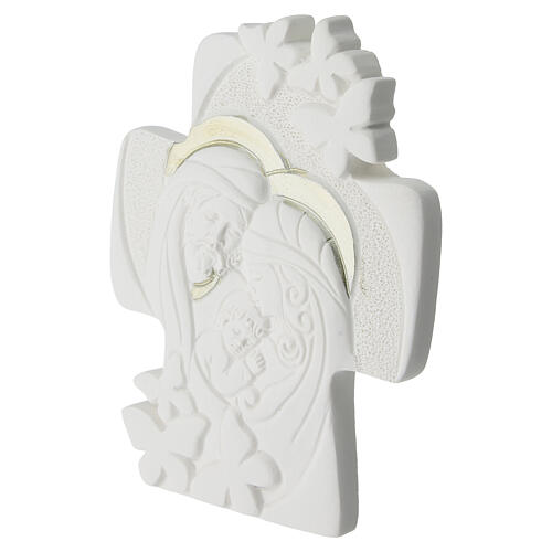 Bomboniera croce in resina con Sacra Famiglia 10x10 cm 4