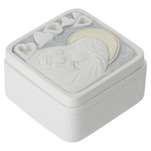 Coffret à bijoux Vierge à l'Enfant souvenir de baptême en résine 3