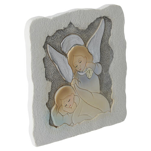 Resin plaque, Guardian Angel, 4x4 in, religious favour 3
