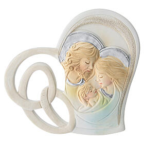 Bomboniera a cuore Sacra Famiglia colori 10cm