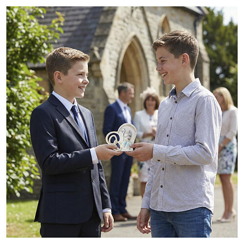 Confirmation favour, coloured heart, 4 in 2