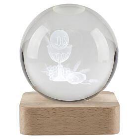 Sphère en cristal Première Communion base carrée 8 cm