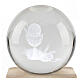 First Communion crystal sphere with square base, 8 cm s3