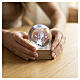 Confirmation favor illuminated crystal sphere with battery LED cold white 6 cm s2