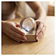 Crystal sphere religious favour with Holy Family, battery LED, wooden base of 2.5x2.5 in s2