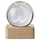 Recuerdo esfera cristal 6 cm Sagrada Familia LED batería base madera 6x6 cm s1