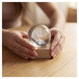 Sphère en cristal Arbre de Vie base carrée 6 cm