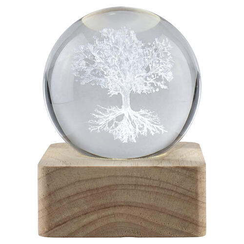 Crystal Globe with Tree of Life, Square Base, 6 cm 2