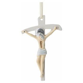 Colored crucifix favor with satin bow, 9x6 cm