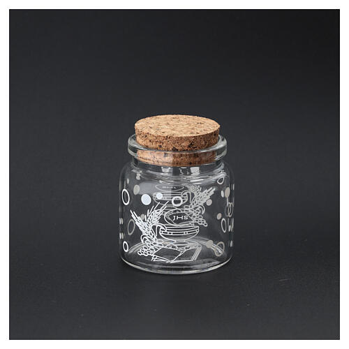 First Communion favour glass jar with cork lid, 2.2x1.8 in 3