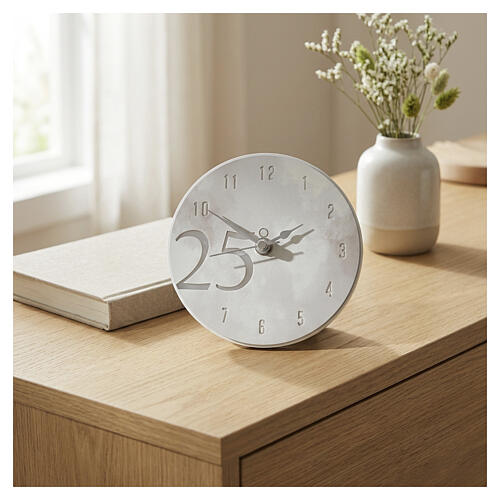 Bomboniera orologio nozze d'argento 15 cm a batteria 2