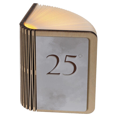 Lembrancinha livro LED para bodas de prata recarregável USB 10x8 cm 5