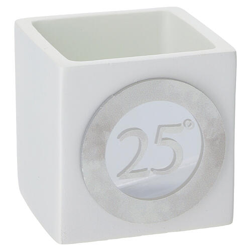 Souvenir anniversaire Noces d'argent cube fabriqué en Italie 6x6 cm 2