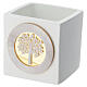 Lembrancinha vasinho cúbico 6x6 cm branco Árvore da Vida s1