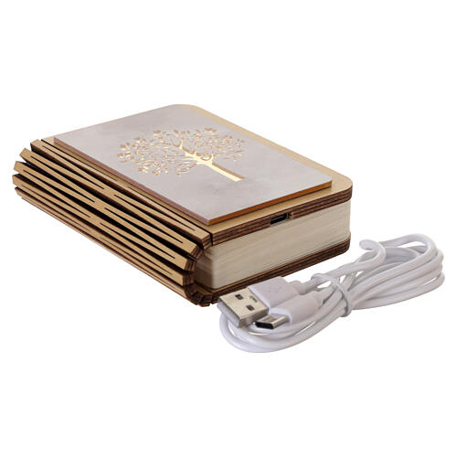 Lembrança de Crisma livro Árvore da Vida LED recarregável USB 10x8 cm 7