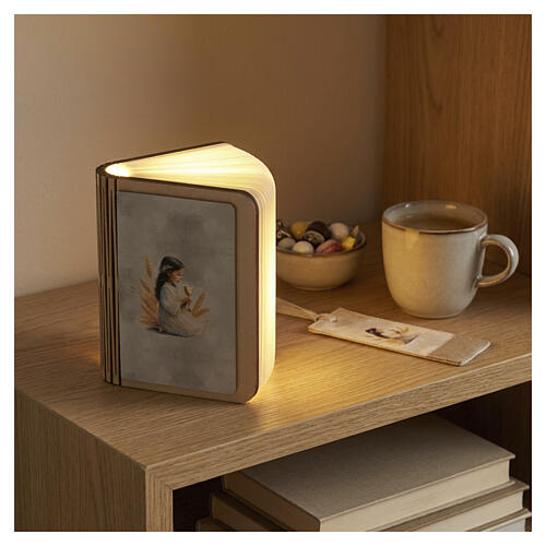 First Communion favour, LED book lamp with girl, rechargeable, 4x3 in 3