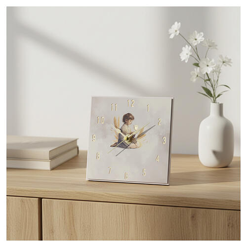 Lembrancinha Primeira Comunhão relógio com menino 14x14 cm a pilhas 2