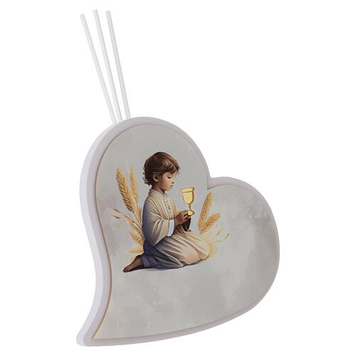 First Communion Favor Heart Scent Diffuser with Kneeling Child, 14x15x5 cm 3