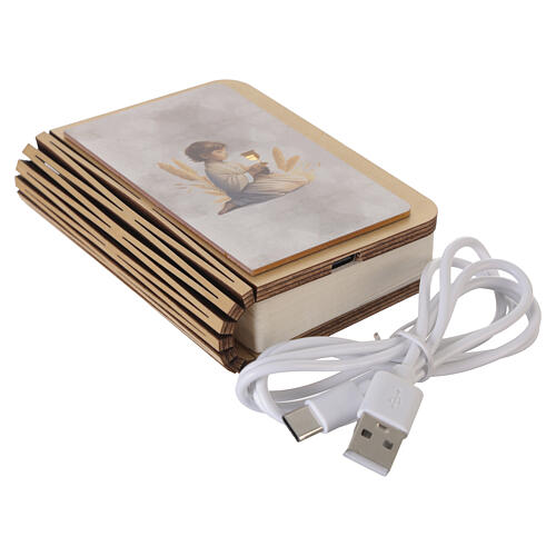 Lembrancinha de Primeira Comunhão livro LED recarregável USB 10x8 cm 7
