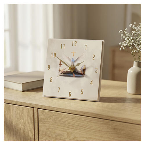 Bomboniera orologio da tavolo Cresima 14x14 cm 2