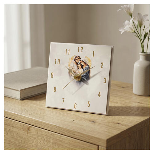 Table clock with the Holy Family, 5.5x5.5 in 2